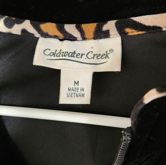 Coldwater Creek velvet zippered jacket animal print trim in a sz medium - Picture 2 of 5